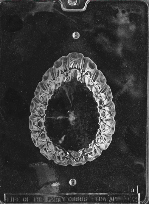 Clear plastic mold featuring the opposite half of a crystal-style faceted egg, designed to mirror Piece 1 for full 3D chocolate egg molding.