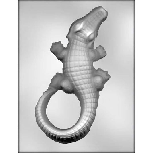 3D Alligator Chocolate Mold, an 8 1/2 inch detailed mold for creating alligator-shaped chocolates.