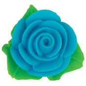 Rose Cake Decorations w/3 Leaves Royal Icing - Various Colors