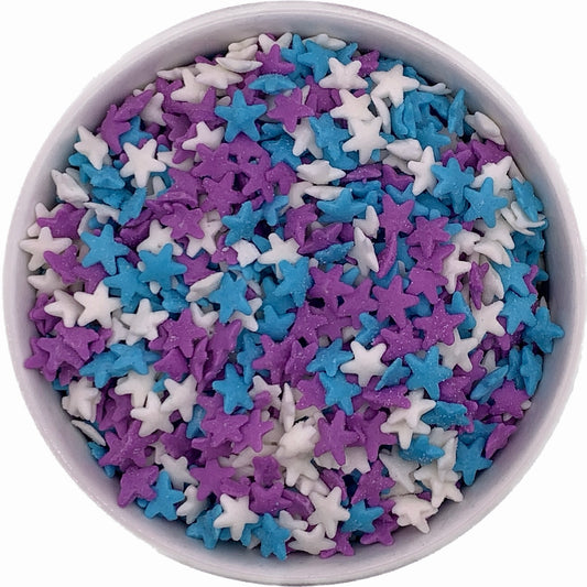 Blue, Purple, and White Star Shaped Sprinkles