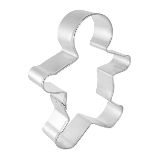 Side view of the 5-inch gingerbread boy cookie cutter highlighting its durable tinplate steel design.