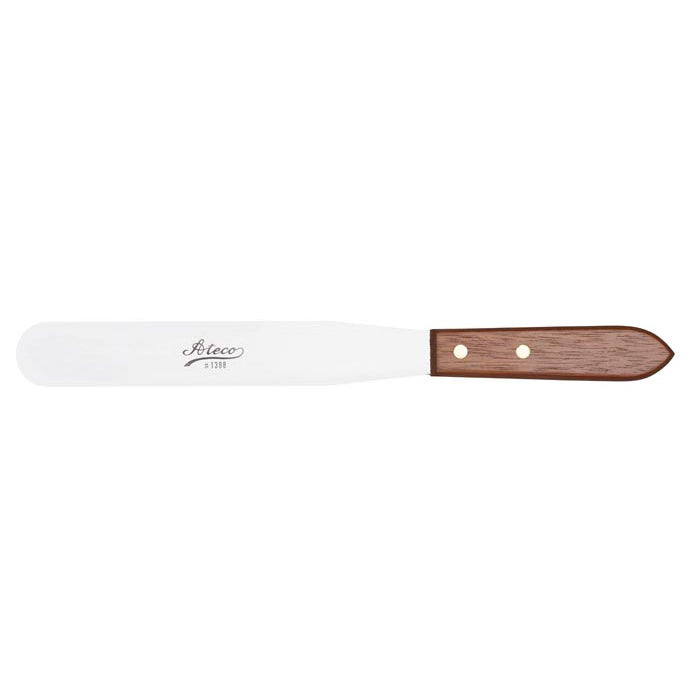 8-inch straight spatula with taper ground blade for spreading frosting and fillings.