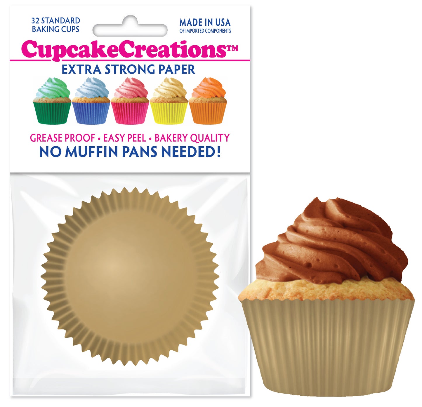 Solid Gold Colored Standard No Pan Baking Cups