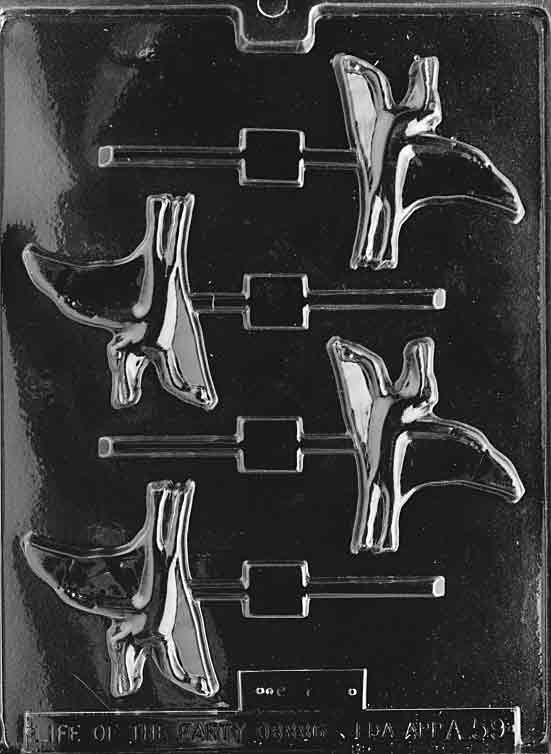 Lollipop mold showing a flying pterodactyl with outstretched wings and pointed beak.