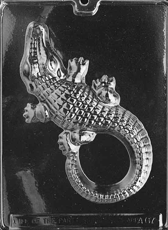 Large single alligator cavity with pronounced scales, legs, and tail.
