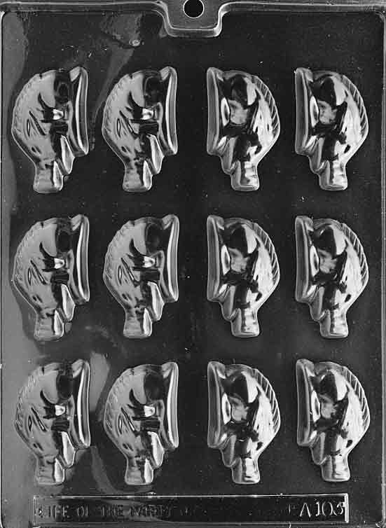 Mold sheet with small boar silhouettes showing snout, ear, and back detail.