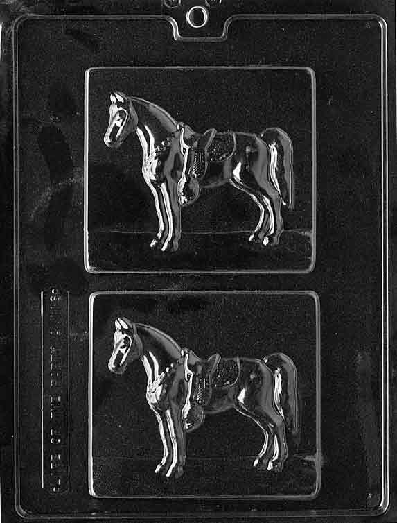 Large horse head cavity with flowing mane and defined eye in a flat-backed format.