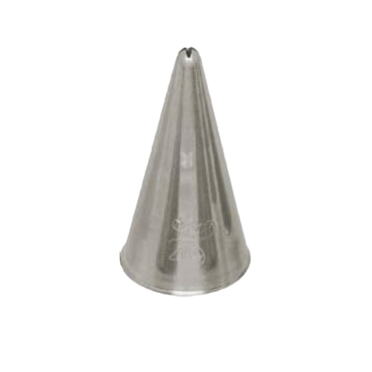 Ateco #49 piping tip with a 0.08" opening, designed for creating fine cross-stitch patterns, 4-point stars, and detailed filler piping. Durable stainless steel.