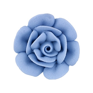 Baby Blue royal icing rose decoration, medium-sized edible flower for cakes and baked goods