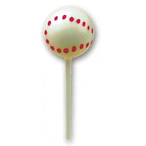 Baseball cupcake picks, a pack of six, with a classic white and red design, great for baseball fans' game day treats or sports-themed events.