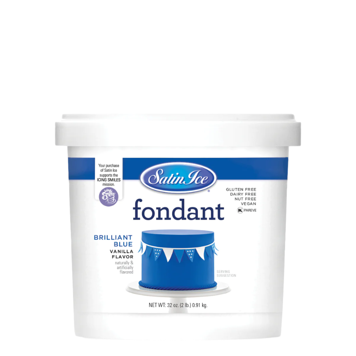 Brilliant Blue Colored and Vanilla Flavored Fondant in a 2 Pound Container