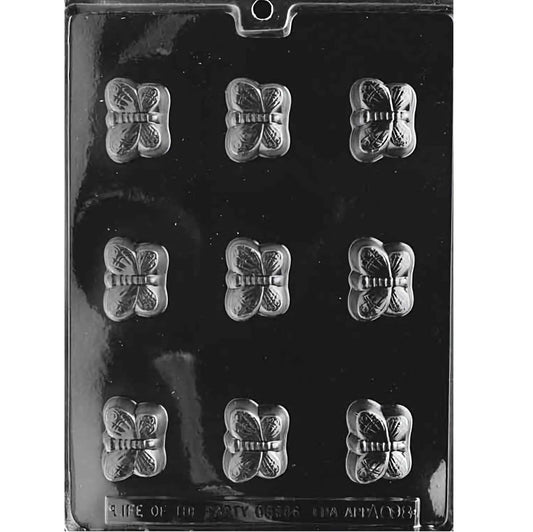 Chocolate mold featuring butterfly shapes, with detailed wing patterns, perfect for creating spring-themed chocolates or for butterfly lovers' special occasions.