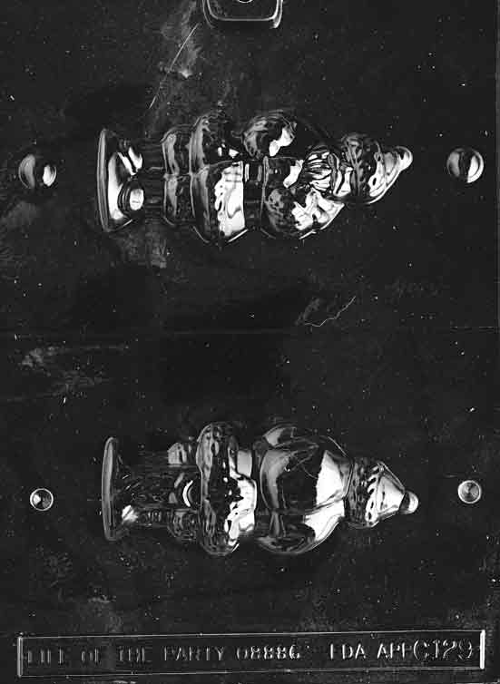 Image of 3D SANTA SACK ON BACK mold showing full-body Santa with sack over shoulder in upright position