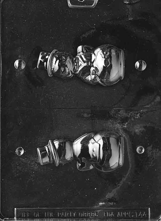 Image of 3D SNOWMAN mold featuring full snowman figure with hat and scarf, designed to stand upright