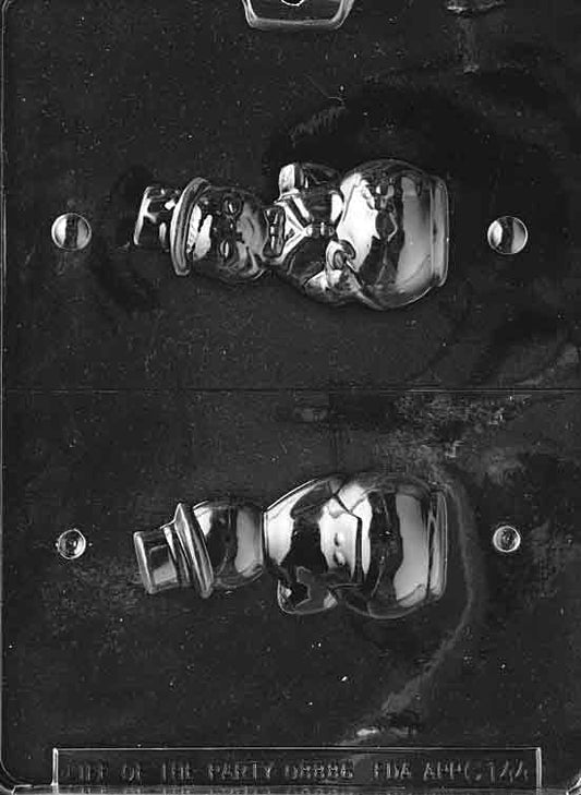 Image of 3D SNOWMAN mold featuring full snowman figure with hat and scarf, designed to stand upright