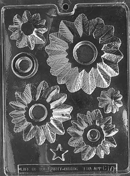 Image of 5 PIECE STACK TREE mold with five separate cavities in star and tree layer shapes for stacking