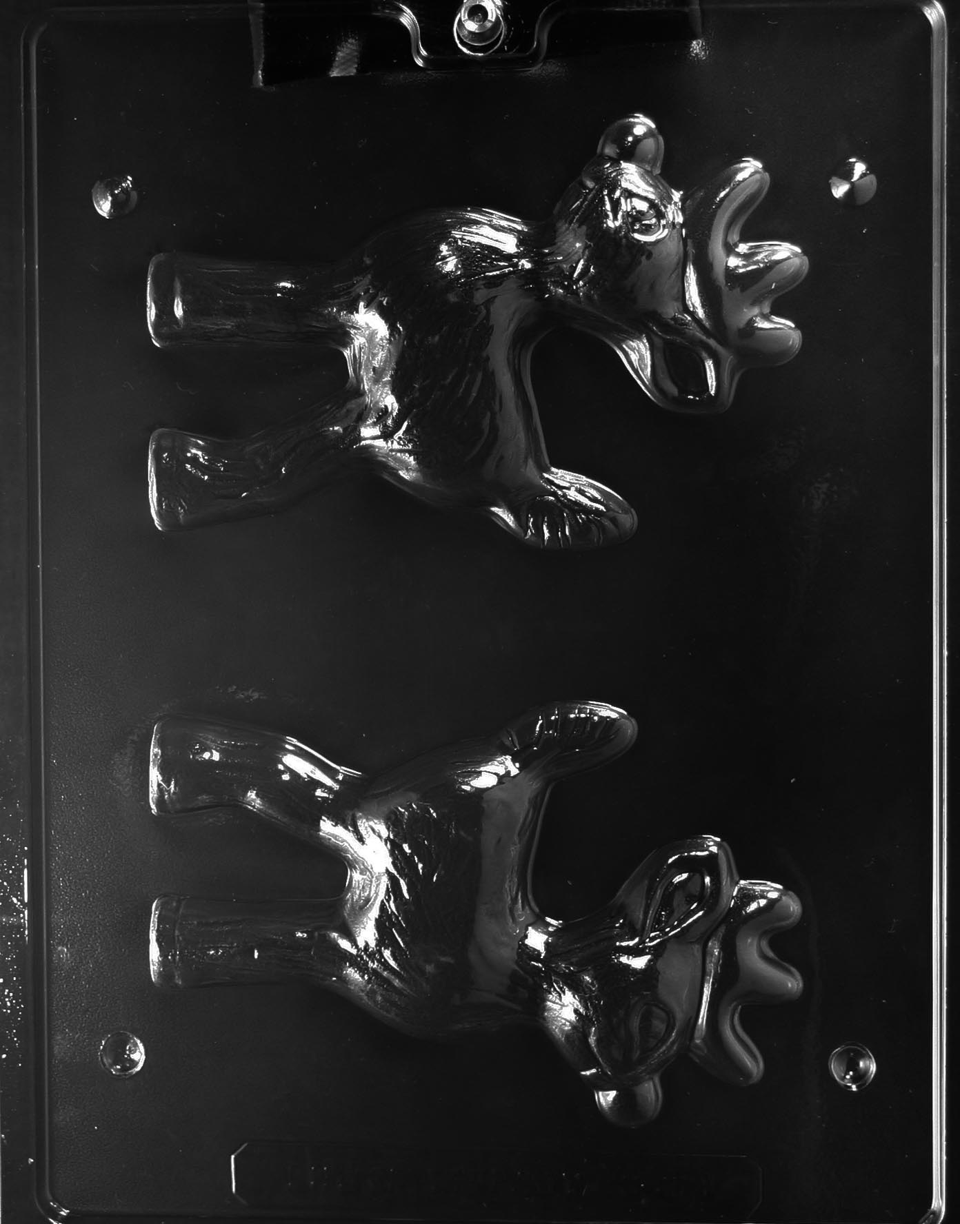 3D chocolate reindeer mold with full body profile