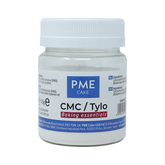 PME CMC / Tylo Petal Powder 55g container, used to firm sugar paste and create gum paste for cake decorating and sugar flower modelling.