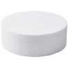 White round styrofoam block for cake pop stand, measuring 6 x 2 inches, ideal for displaying or drying cake pops.