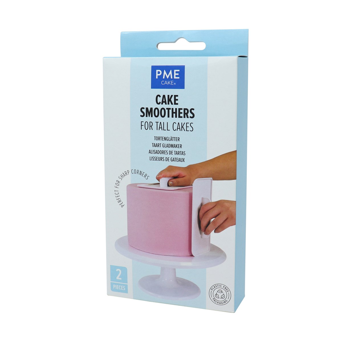 PME Cake Smoothers for Tall Cakes packaging showing set of 2 smoothers for fondant and buttercream finishes.