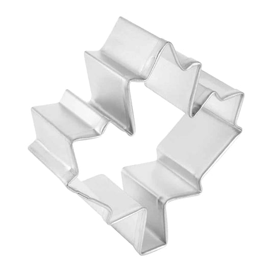 Side view of a maple leaf cookie cutter, showcasing its intricate shape and durable construction.