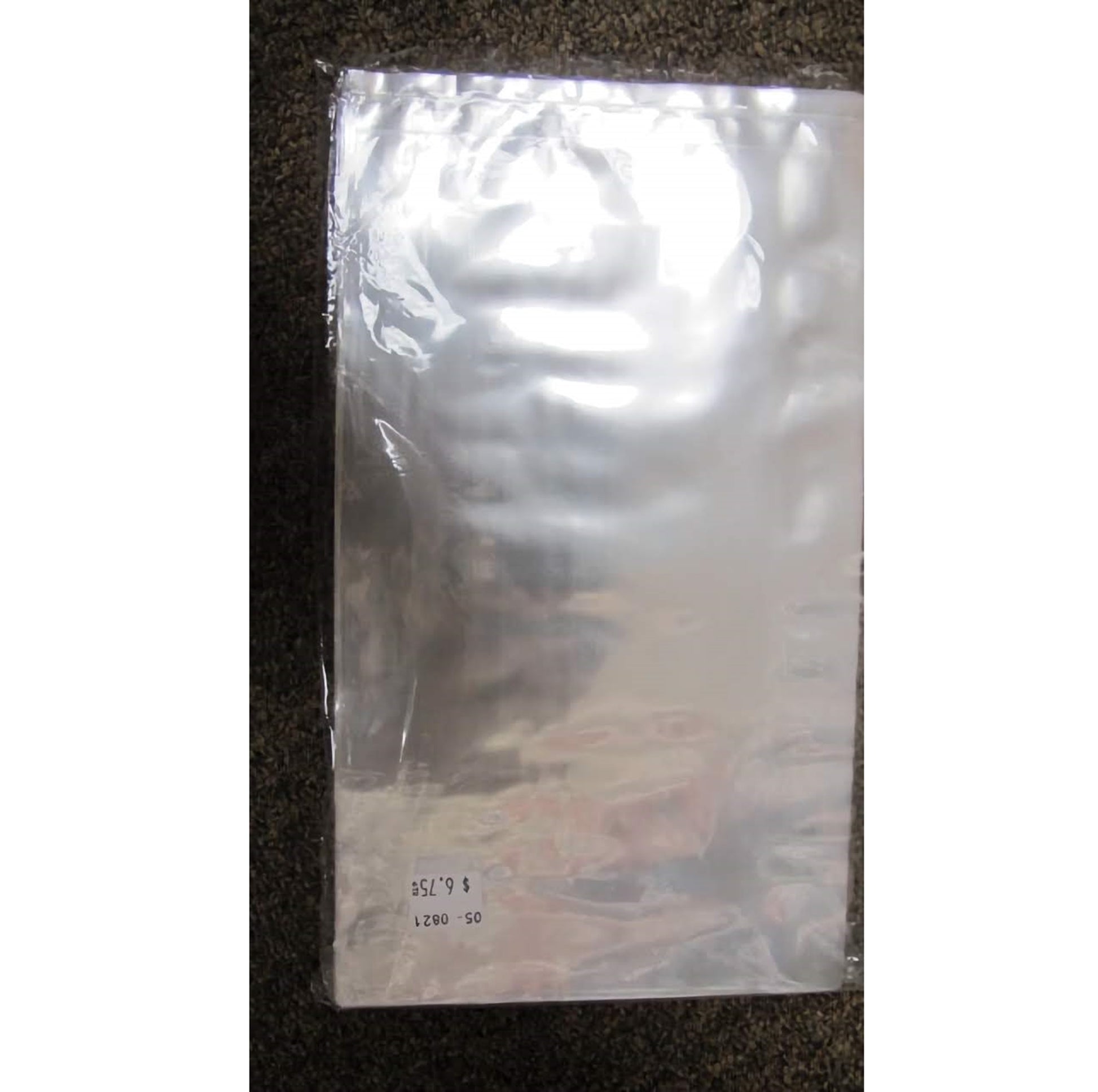 A pack of 100 clear cello bags sized 5 x 9 inches. The transparent nature of the bags reveals the colorful contents inside, suggesting they could be used for a variety of treats or gifts.