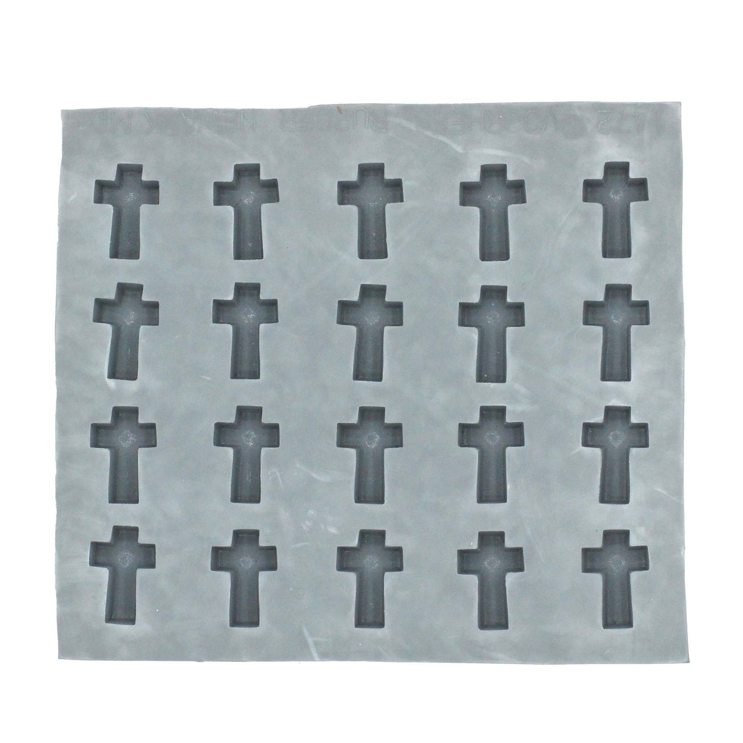 Full view of the cross rubber mint mold featuring multiple cavities for creating small, uniform religious-themed treats.