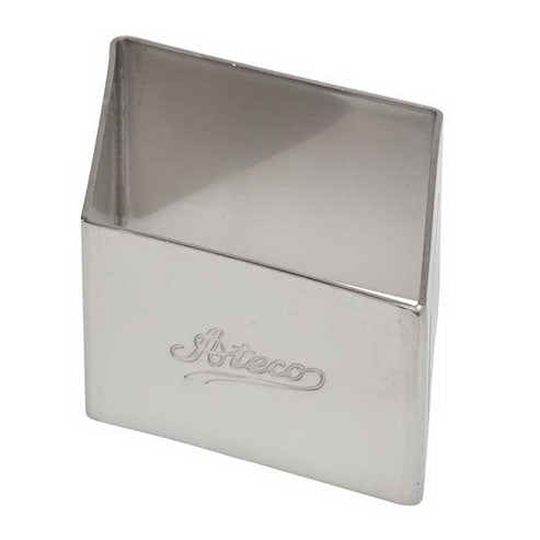 Ateco 4908 3 1/2" stainless steel diamond mold with a polished finish and engraved branding, designed for precision baking and plating.