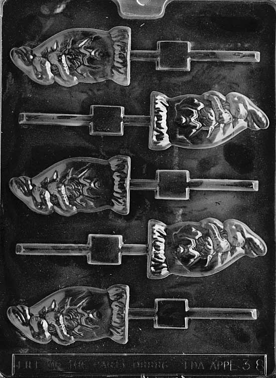 Chocolate mold with bunny popping out of egg and Lollipop stick channel. Ideal for Easter pops.
