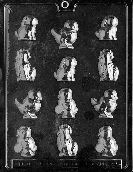 Mold with tiny chick and rabbit figures in a spring-themed assortment.