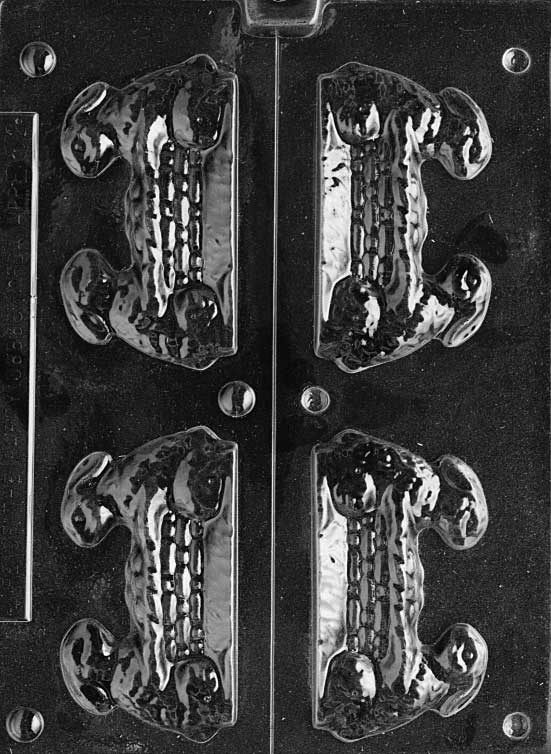 Tall bunny chocolate mold with side basket detail and textured fur.