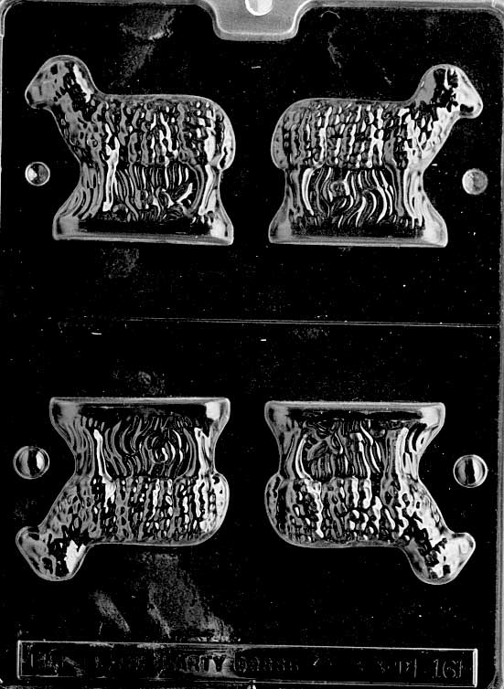 3D lamb chocolate mold standing upright with detailed wool.
