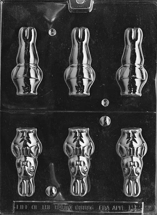 3D chocolate mold of bunny wearing jacket.