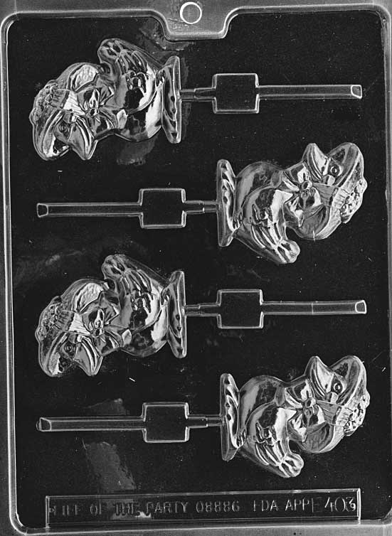 DUCK WITH HAT Lollipop mold showing smiling duck wearing a wide-brim hat.