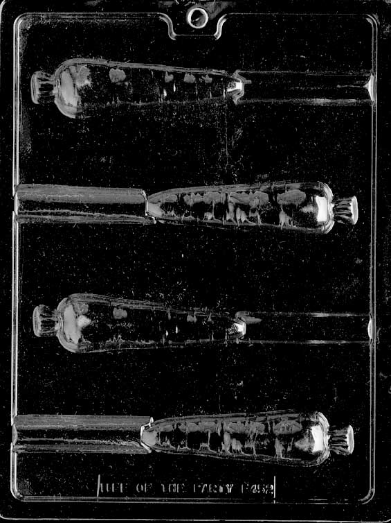 CARROT PRETZEL mold showing carrot-shaped chocolate overlay designed for pretzel rods.