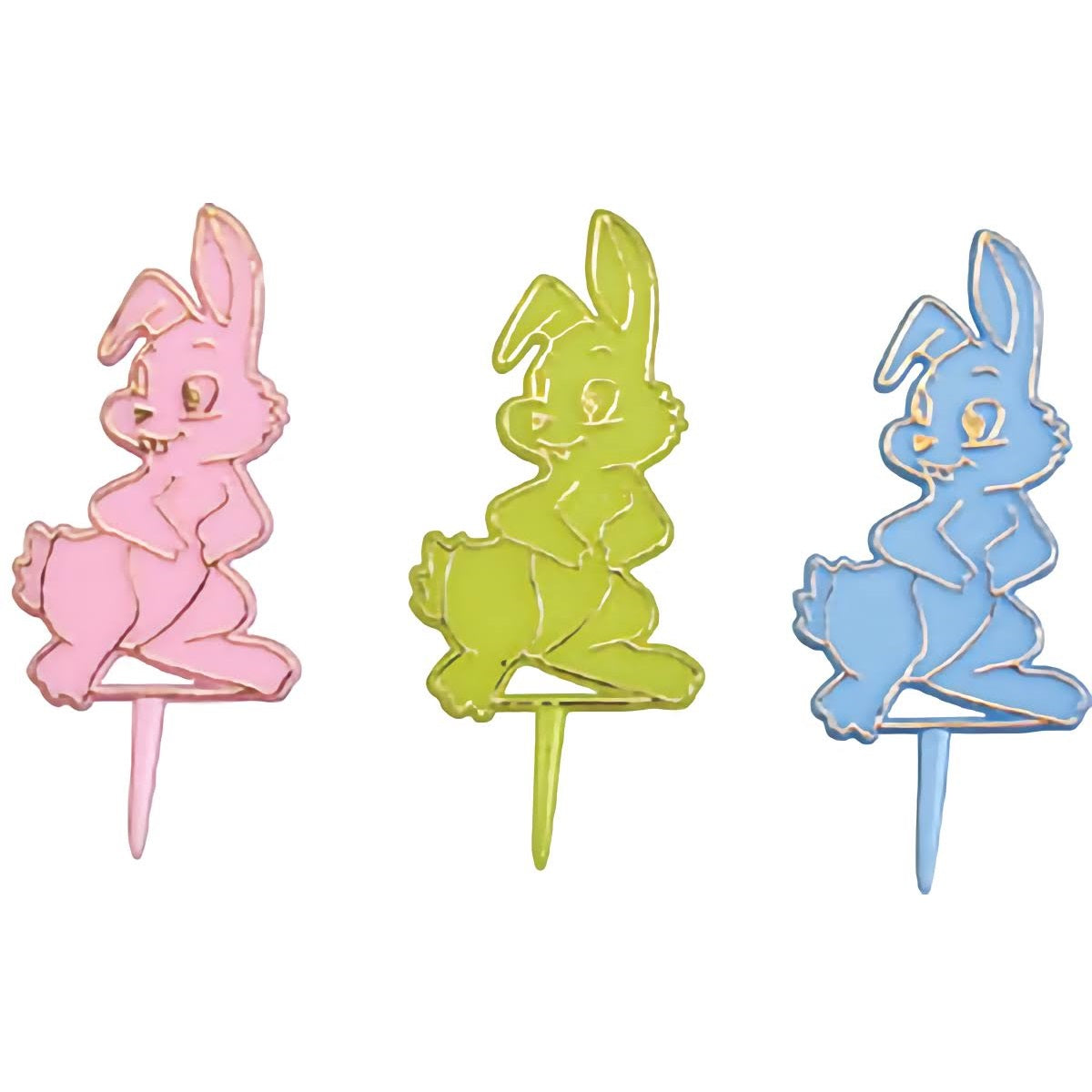 Easter Bunny Cupcake Picks Asst. - 12 Pack