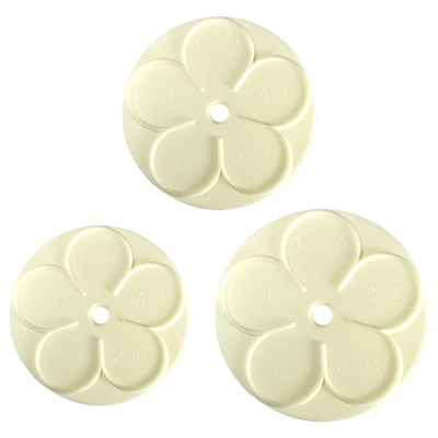 JEM Easy Rose Cutter Set of 3 flower-shaped cutters in varying sizes for creating sugar roses.
