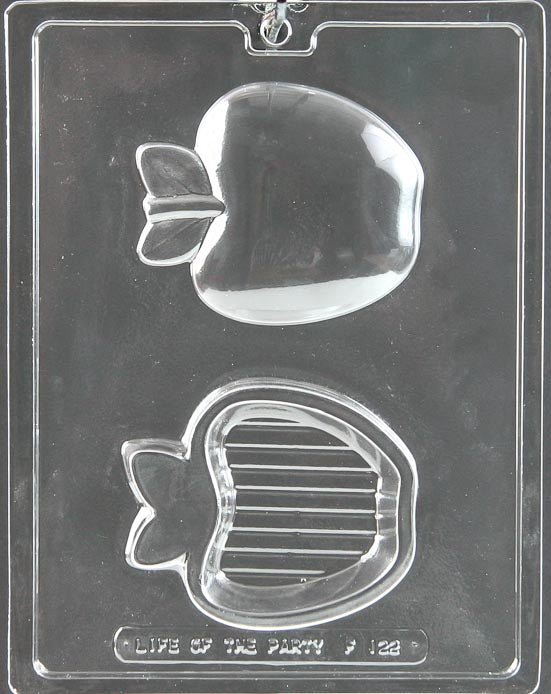 APPLE POUR BOX mold featuring apple-shaped chocolate container with lid.
