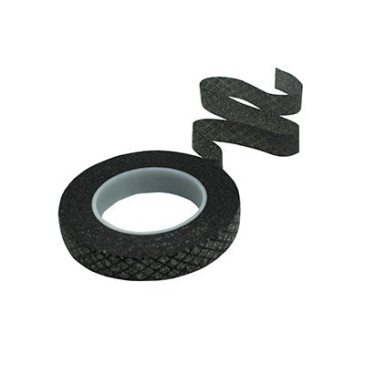 Black sparkle florist tape for sugar flower decorating and wire binding, self-adhesive and stretchable.