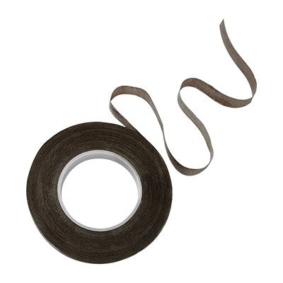 PME brown florist tape roll for sugar flower decoration, 0.5 inches wide by 90 feet long, used for binding wires and stems in sugarcraft.