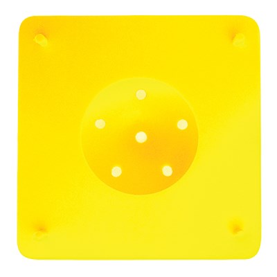 JEM Flower Support 2A in yellow, 87mm square drying tray with central holes for shaping sugar flowers and petals.