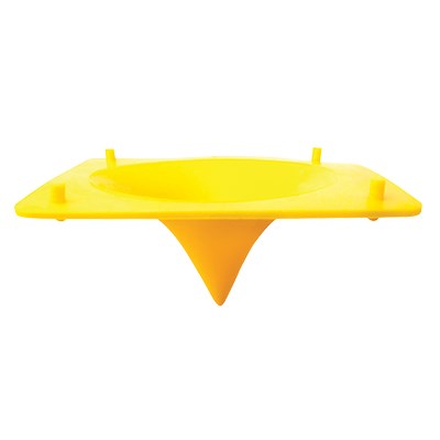 JEM Flower Support 4B yellow drying tray with deep central cone for shaping sugar flowers and cone-based petals.