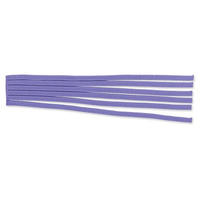 Six thin purple fondant strips created using JEM Strip Cutter No.2.
