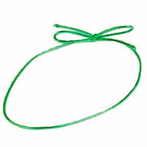 Metallic Green 18-inch stretch loop tied in a bow, used for securing candy box lids or adding decorative flair to gift packaging.