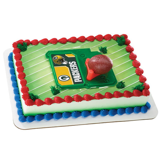 Green Bay Packers NFL football and tee cake topper, featuring the team's logo and colors, perfect for fan birthday cakes, game day celebrations, and Packers-themed parties.