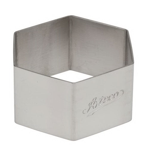 Stainless steel Ateco 4910 hexagon mold with a smooth finish and engraved brand logo.