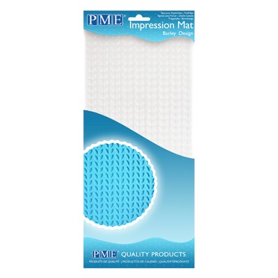 PME Barley Design Impression Mat in retail packaging, featuring textured pattern sample.