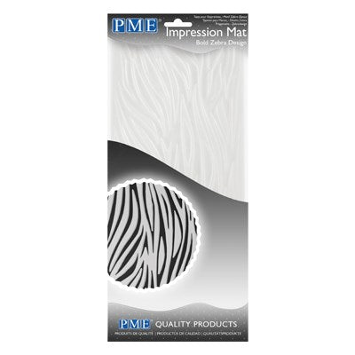 PME Bold Zebra Design Impression Mat in packaging, featuring a black and white zebra print sample.