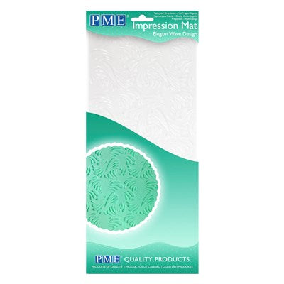 PME Elegant Wave Design Impression Mat in clear retail packaging with teal sample.