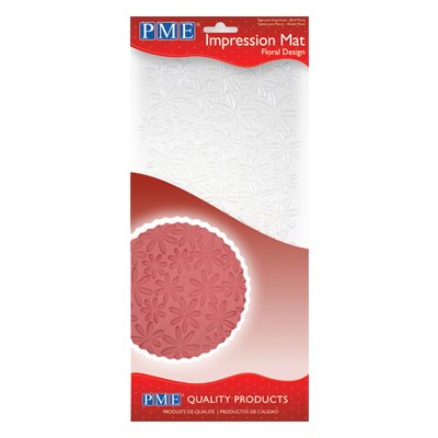 PME Floral Design Impression Mat in red and white retail packaging with flower pattern preview.